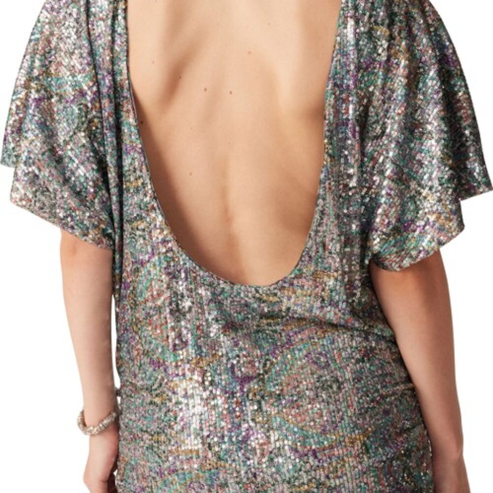 Ba&sh Green Zendaya Sequin Ruched Mini Dress
